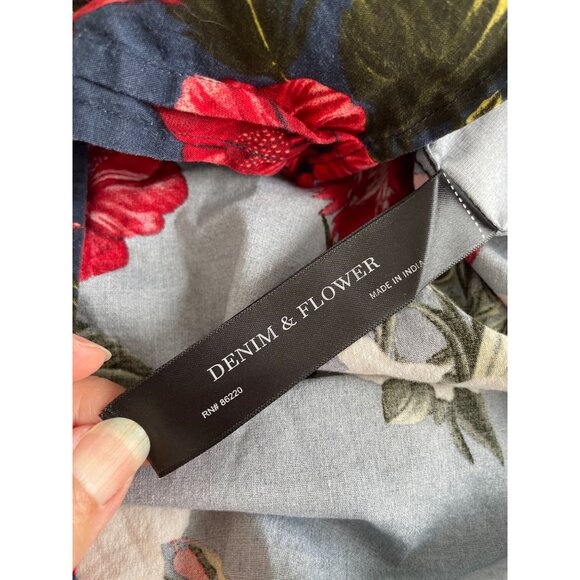 Denim & Flower Ricky Singh Hawaiian Floral Button-Up Short Sleeve Sz M Wear Art - Picture 7 of 9